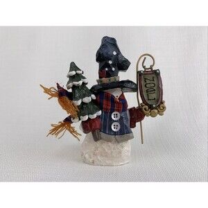 Kurt Adler‎ Santa's World Snowtown Holiday Snowman Figurine with Noel Sign